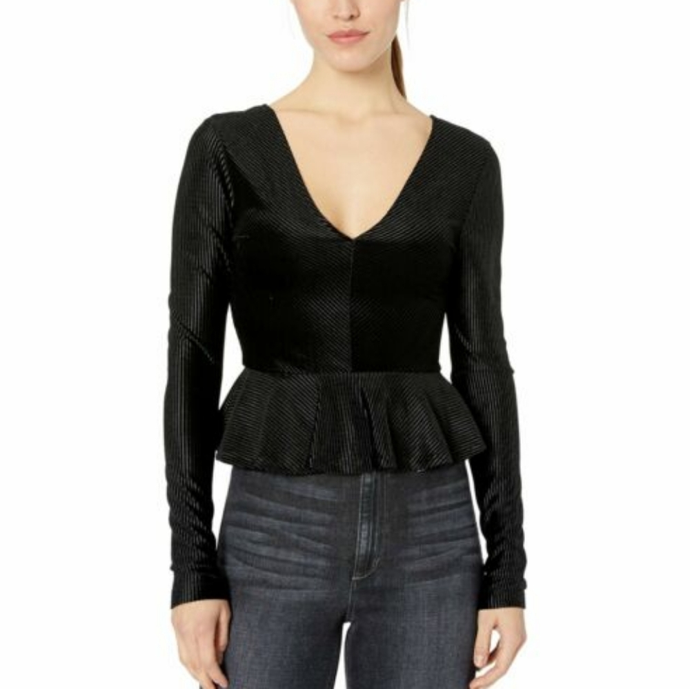 BCBGeneration Velvet Peplum Shirt